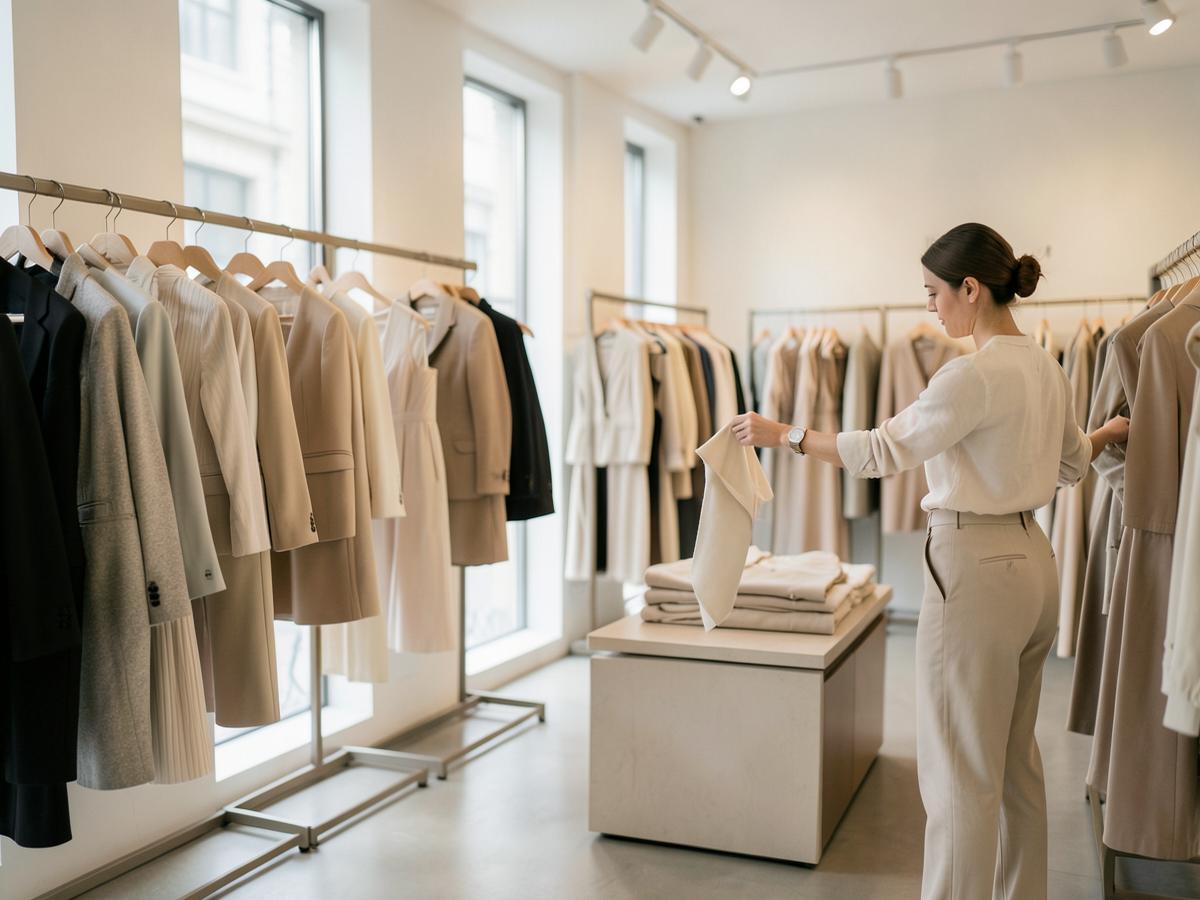 Boutique di moda con curatela di capi
